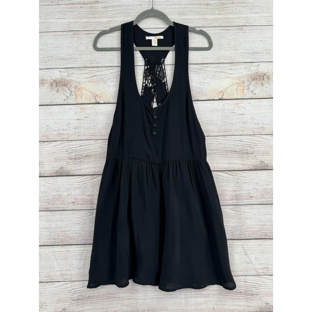 Amuse‎ Society Racerback Mini Dress Womens Medium Black Crochet Back Strap NEW